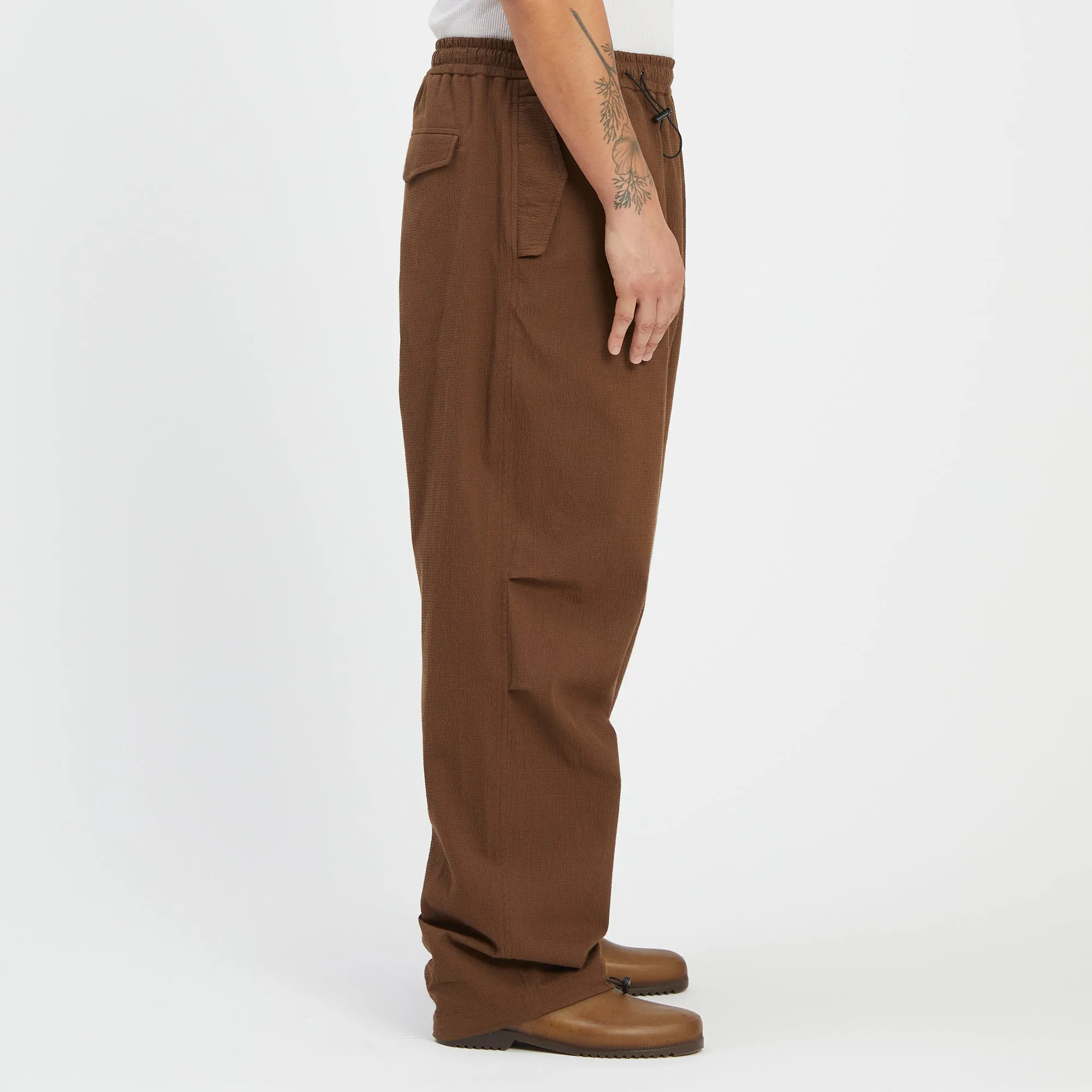 M100 Pant - Brown Puckered Cotton