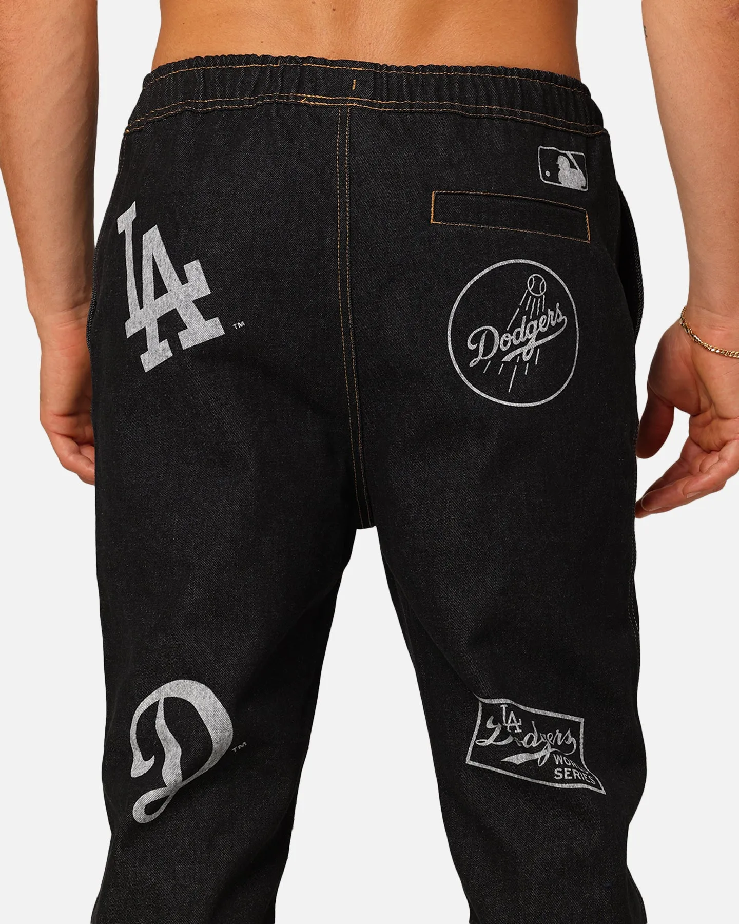 Majestic Athletic Los Angeles Dodgers Etched Denim Jeans Washed Black Denim