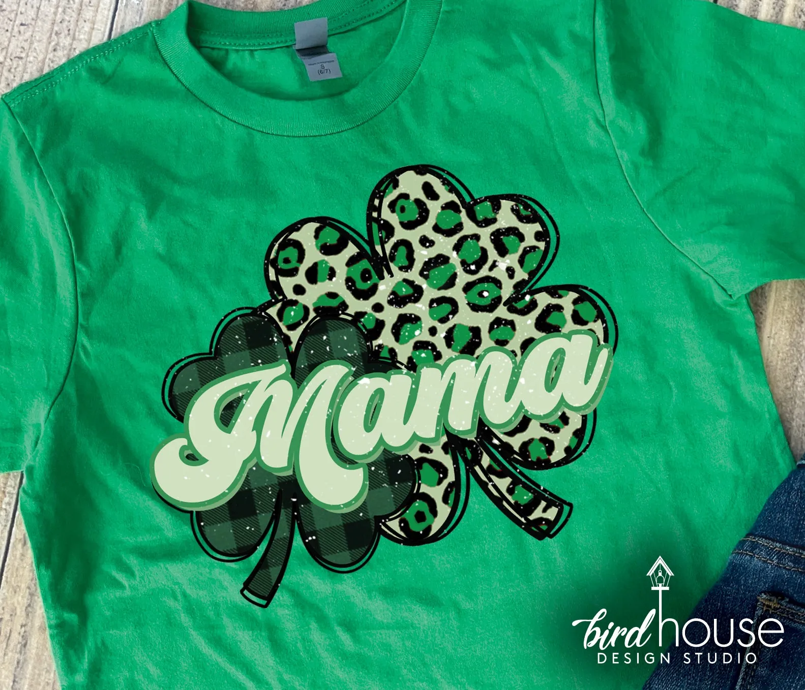 Mama Clover Leopard Print Shirt, Cute St. Patricks day Graphic Tee