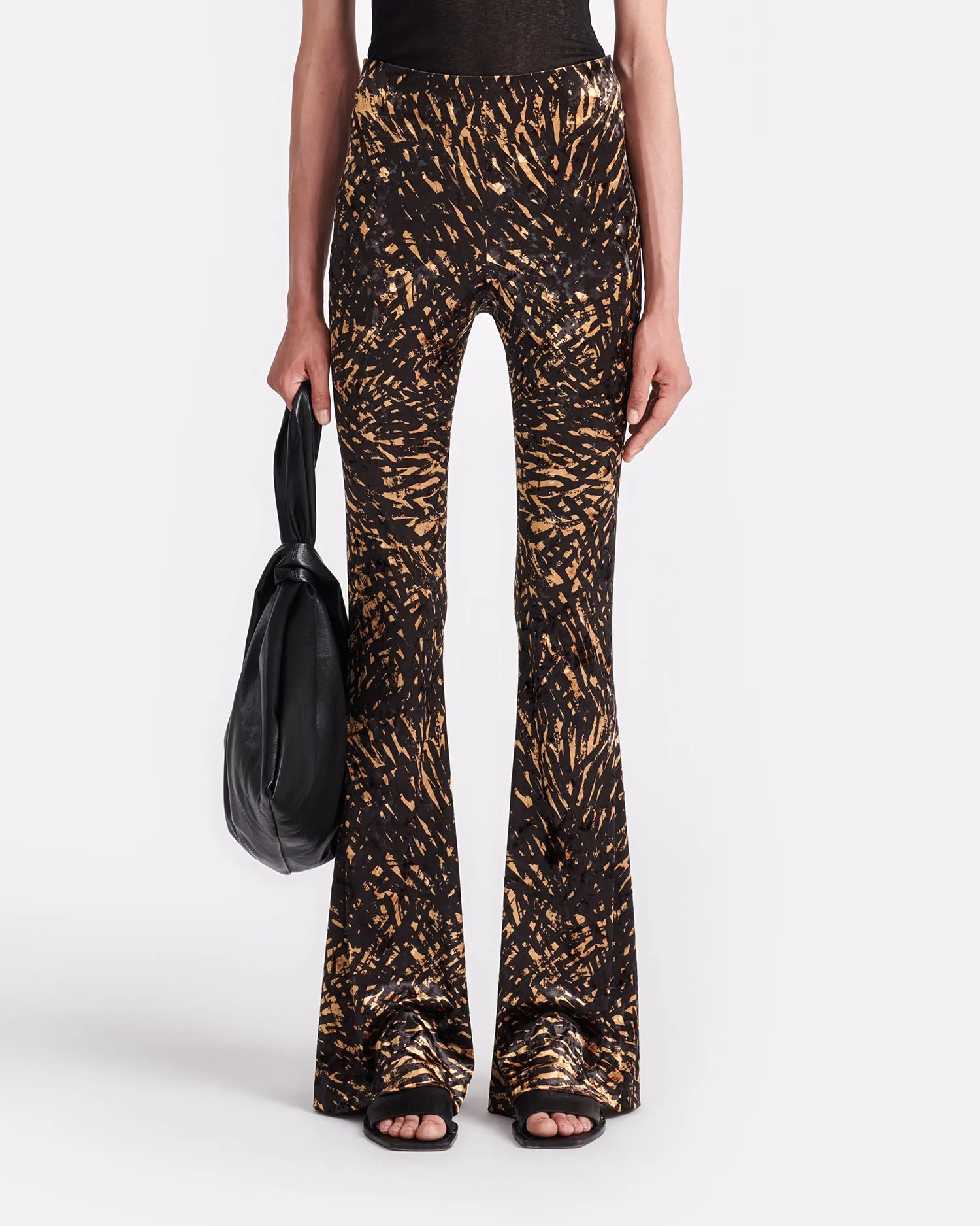 Matson - Crushed Velvet Flared Leggings - Fur Stroke Animal