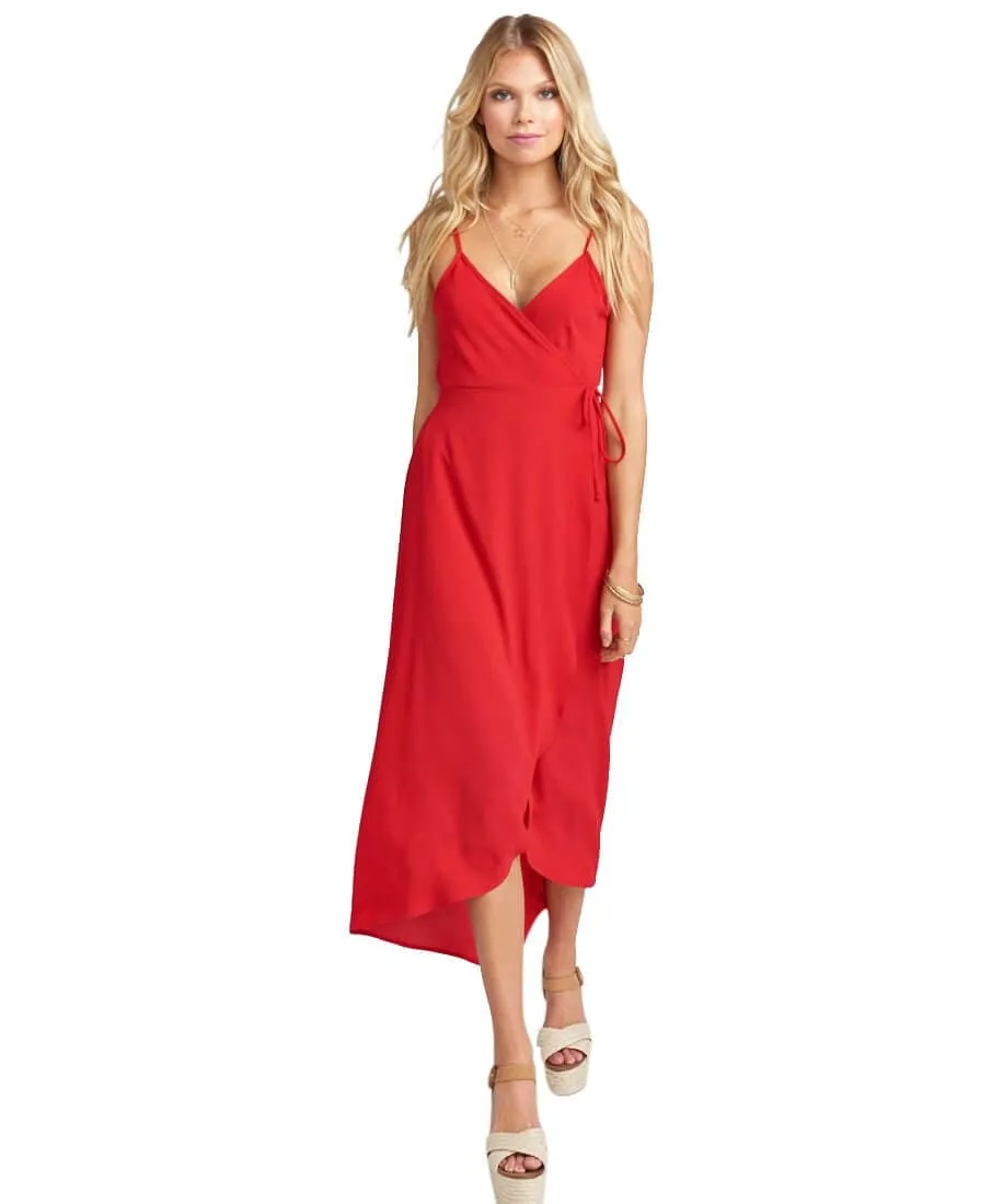 Meghan Wrap Dress, Red Pebble