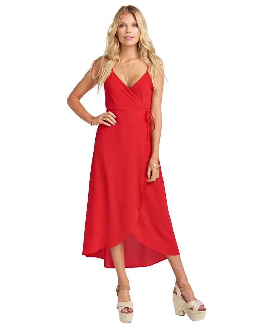 Meghan Wrap Dress, Red Pebble