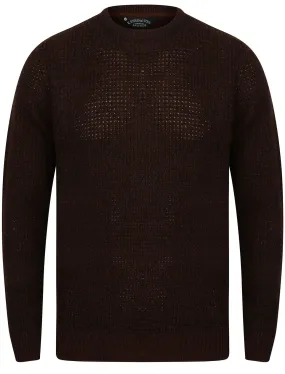 Mel Crew Neck Knitted Jumper in Decadent Chocolate / Caviar - Kensington Eastside