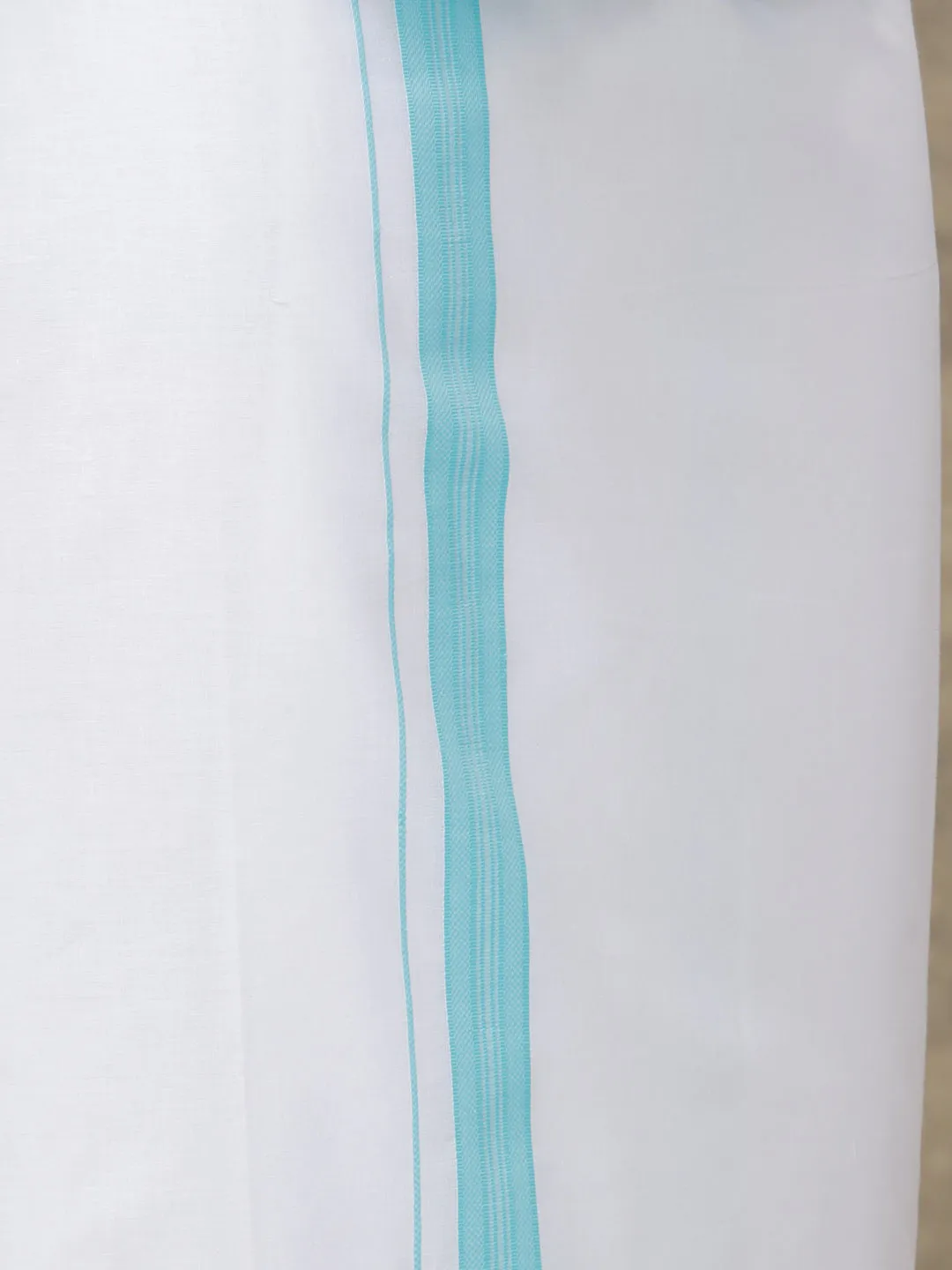 Men Turquoise Blue Shirt With Matching Border Dhoti Set Evolution