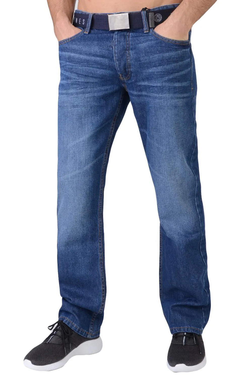 Mens Enrico Bootcut Denim Jeans with Free Belt