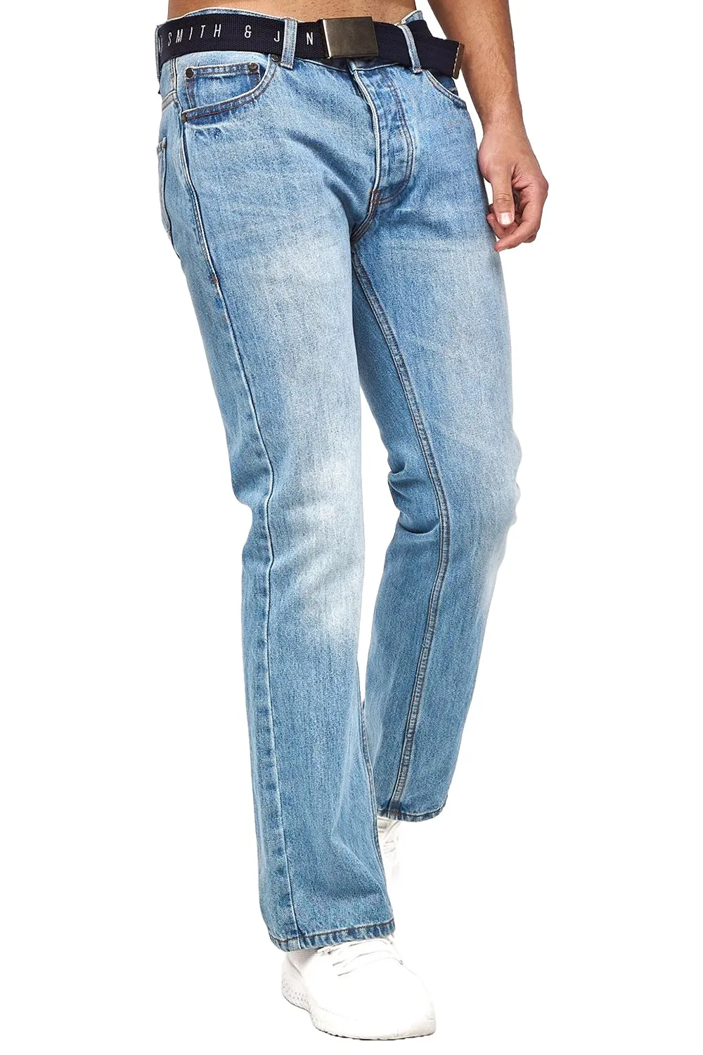 Mens Enrico Bootcut Denim Jeans with Free Belt