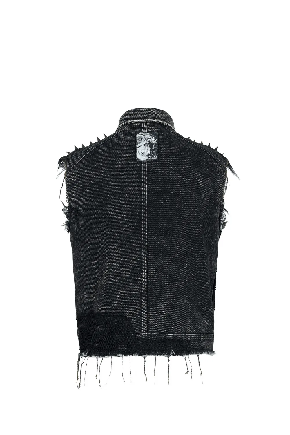 Men's Punk Denim Vest with Rivets and Patches