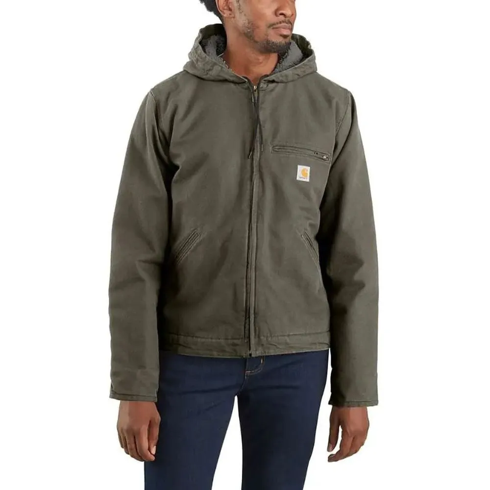 Men's Relaxed Fit Washed Duck Sherpa-Lined Jacket