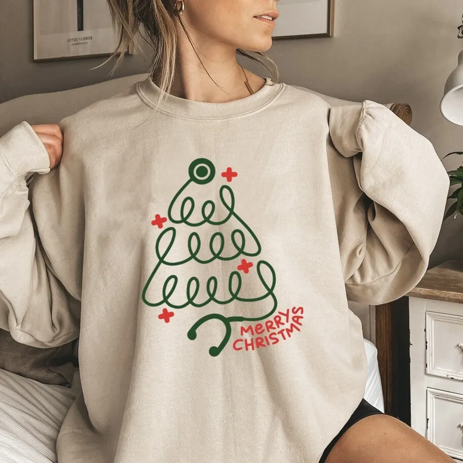 Merry Christmas Nurse Sweatshirt – Holiday Stethoscope Tree