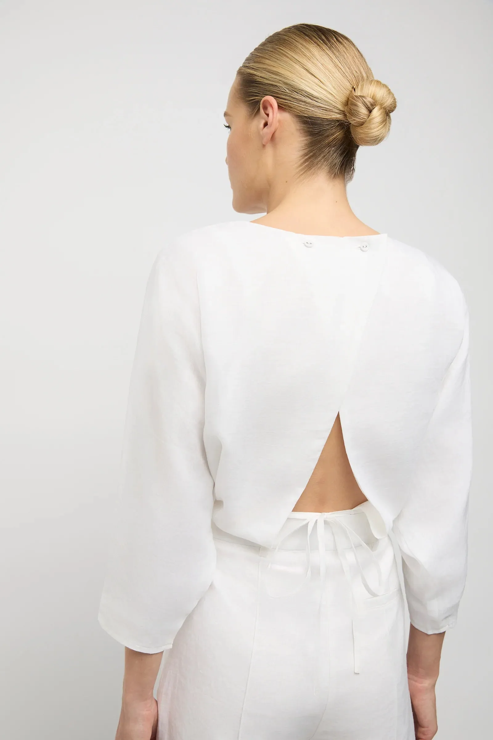 Mica Ramie Tie Top in White