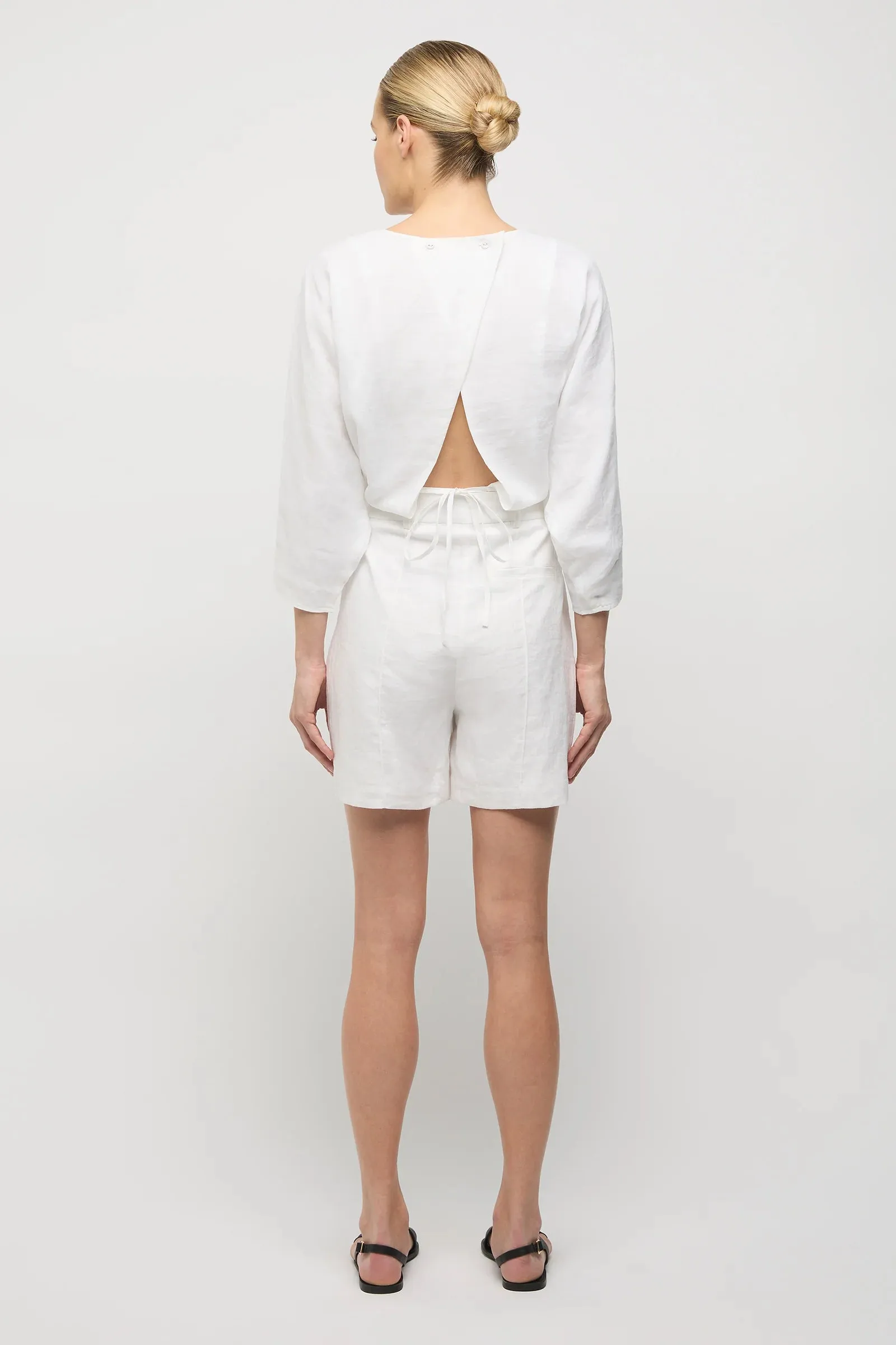 Mica Ramie Tie Top in White