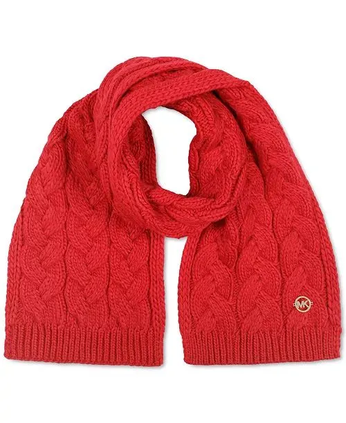 Michael Kors Women's Cable-Knit Braided Scarf Crimson