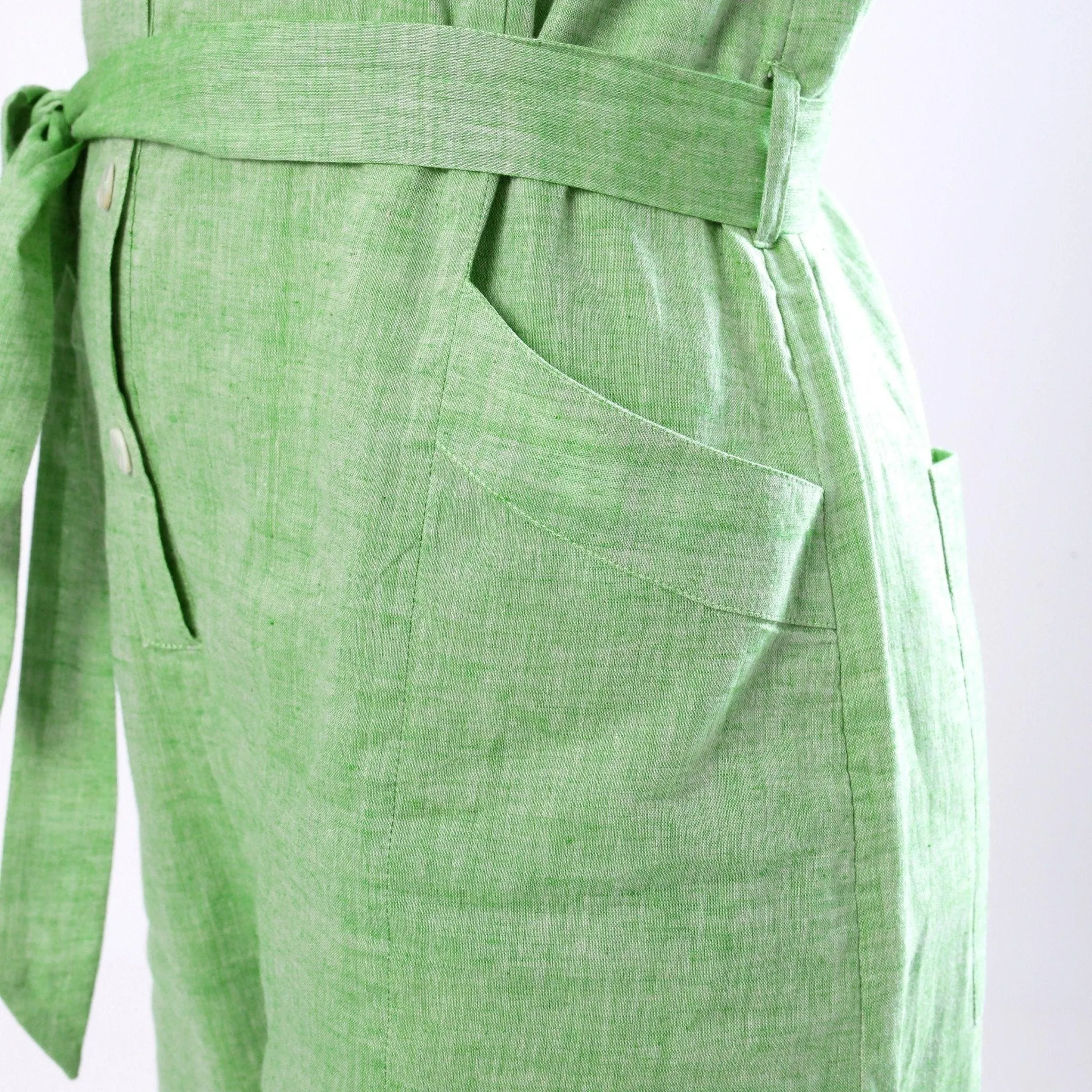 Mint Green Handspun 100% Cotton Paneled Overall Jumpsuit