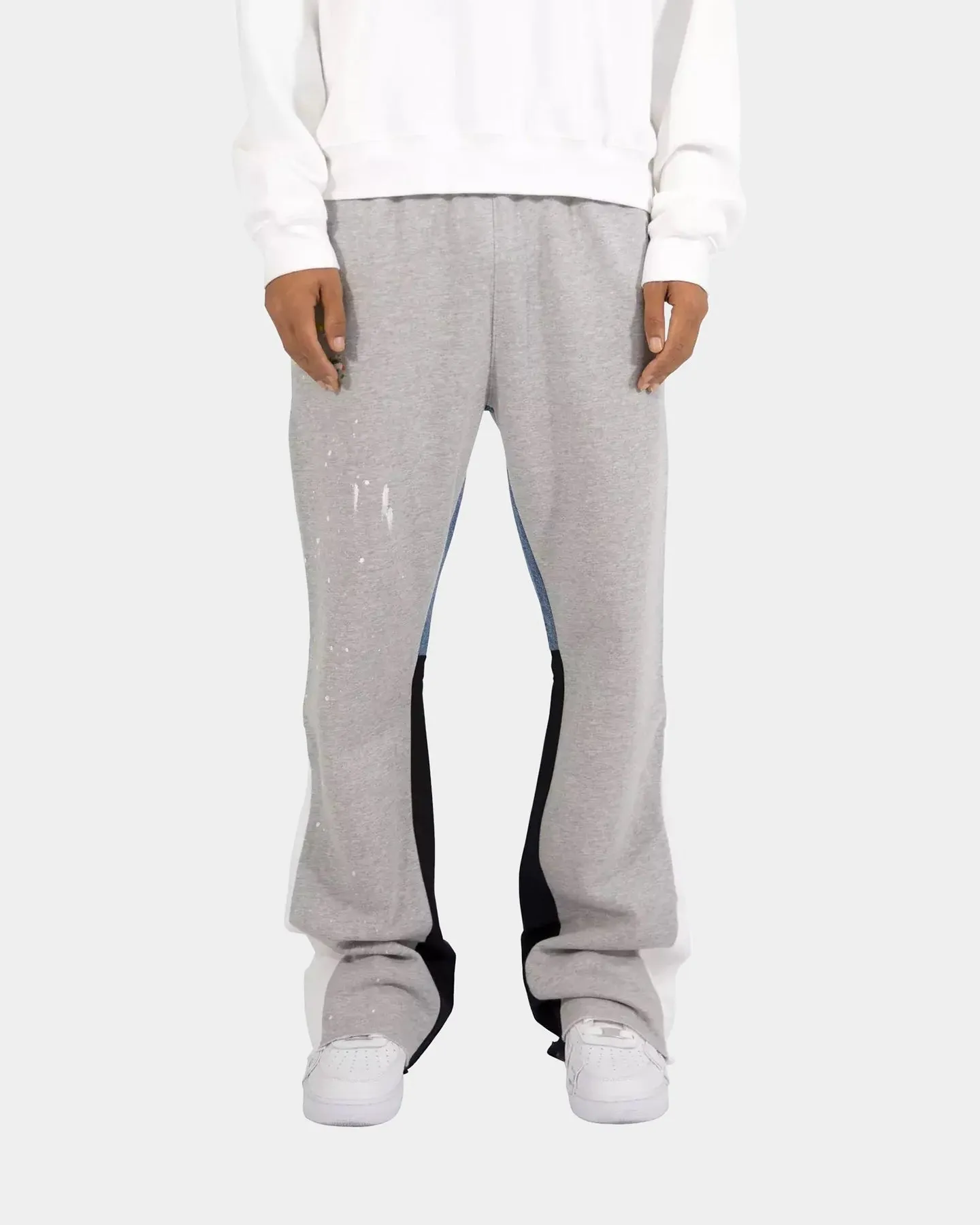 MNML Contrast Boot Cut Sweat Pants Grey