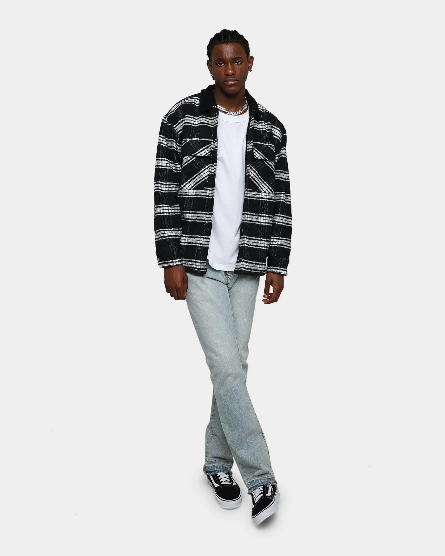 MNML Sherpa Lined Flannel Shirt Black/Grey