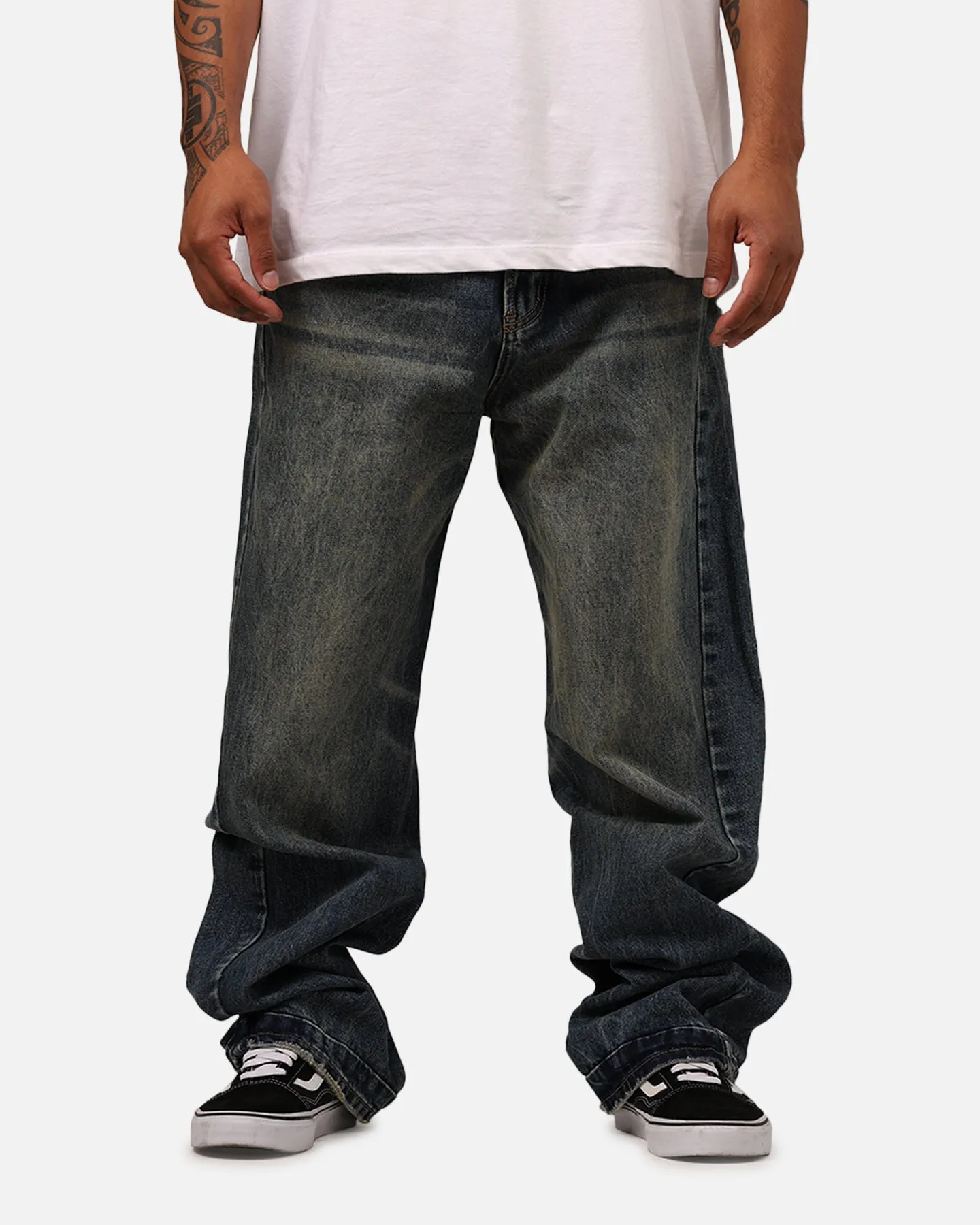 MNML Ultra Baggy Washed Up Denim Jeans Blue