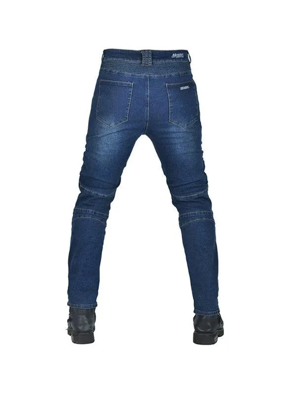 Motorcycle Jeans Classic Old Bull with Lid Vintage Motorbike Off-Road High Waist Straight Riding Pants All-Season