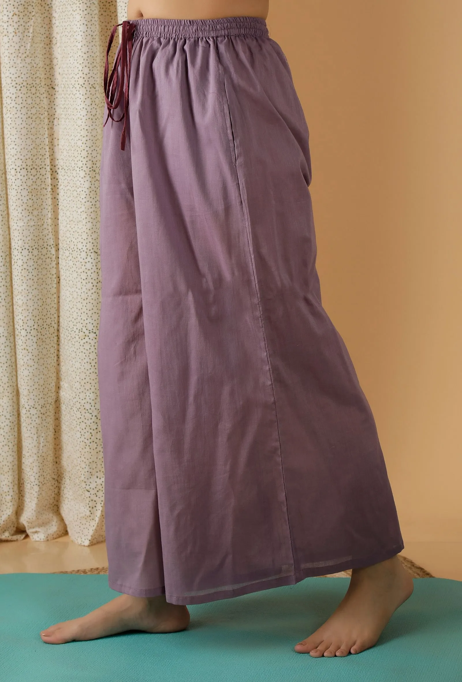 Mulmul Cotton Lilac Flared Pants