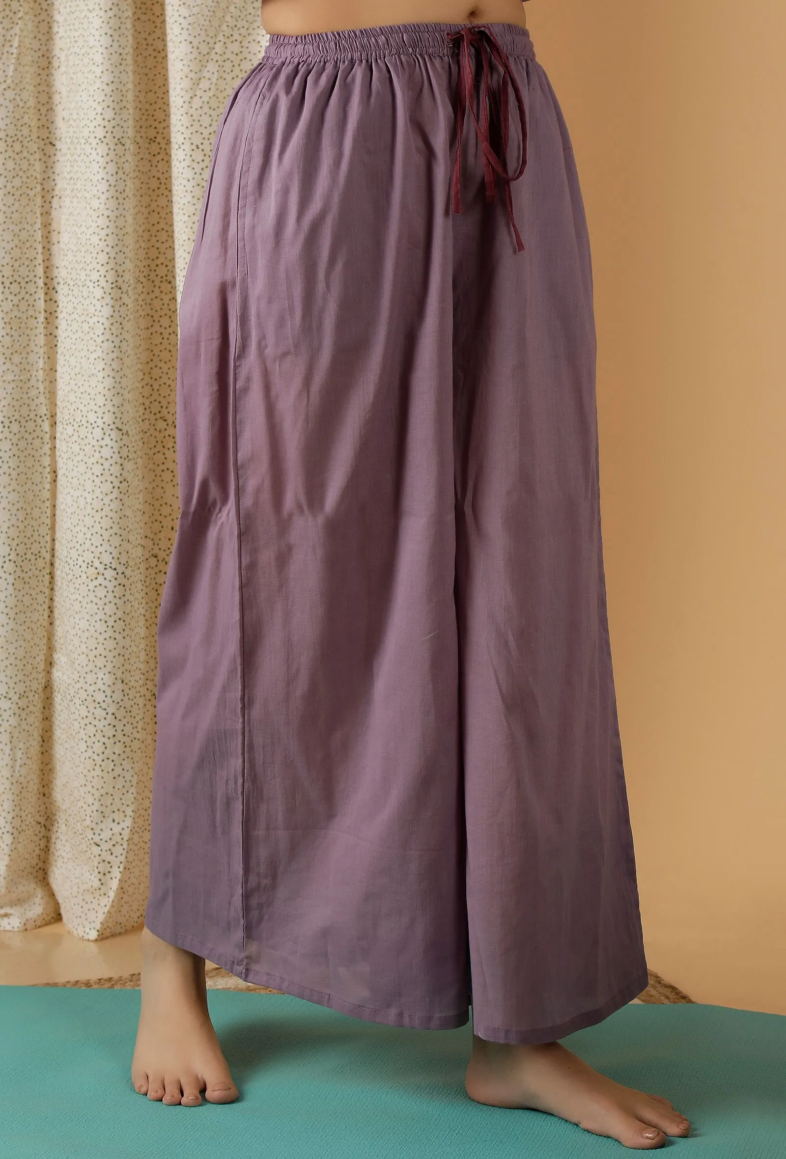 Mulmul Cotton Lilac Flared Pants