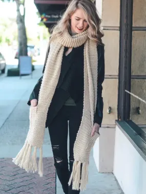 NEW COZY OVERSIZED POCKET SCARF (IVORY)