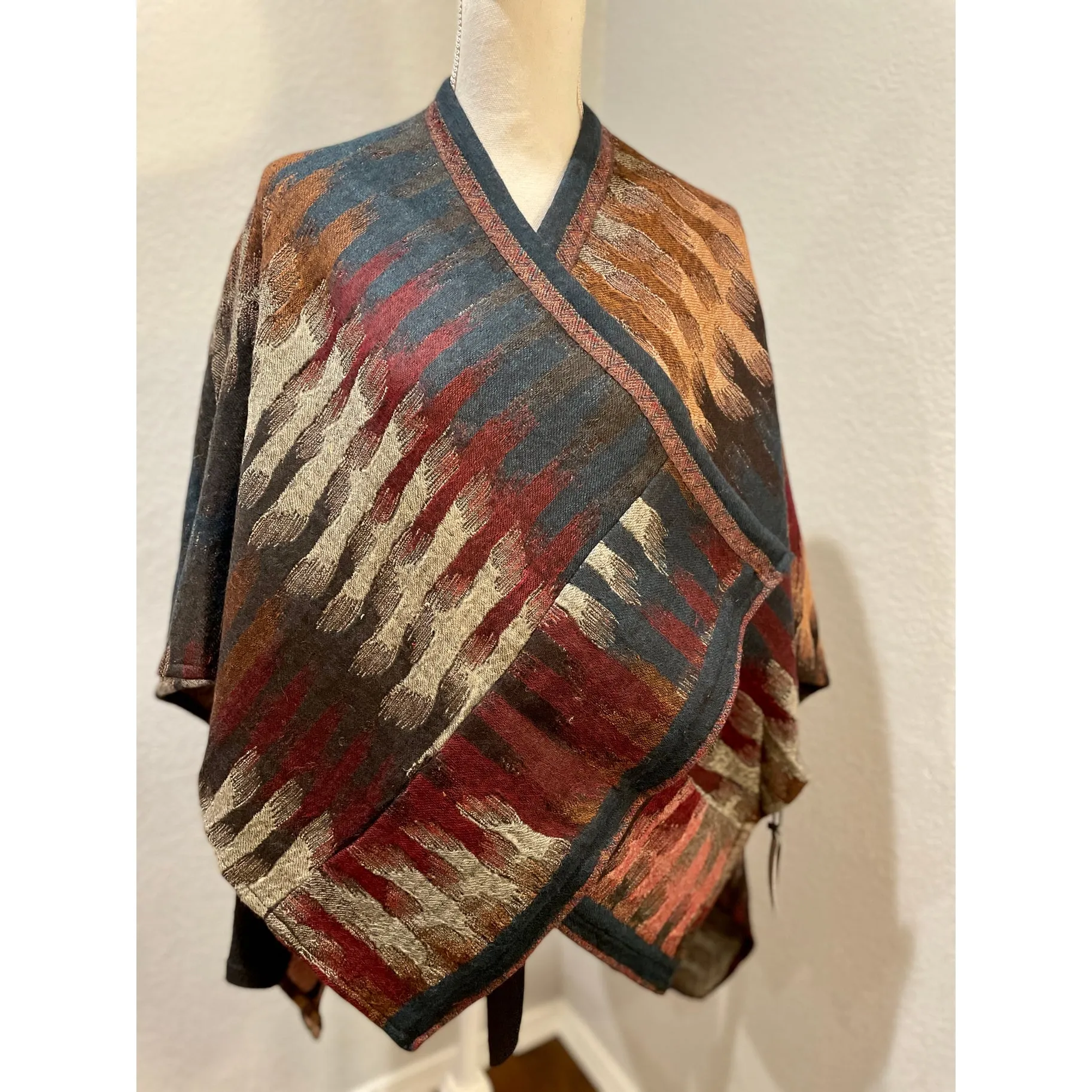 NEW ! In Style Regular Poncho in Morocco Brick colors   Free Bag