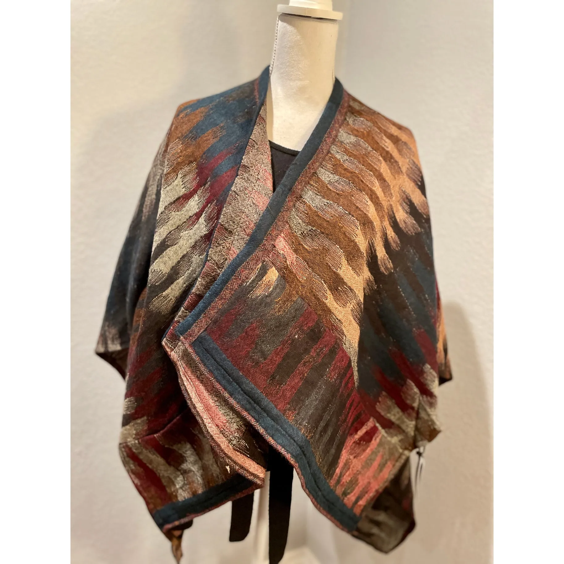 NEW ! In Style Regular Poncho in Morocco Brick colors   Free Bag