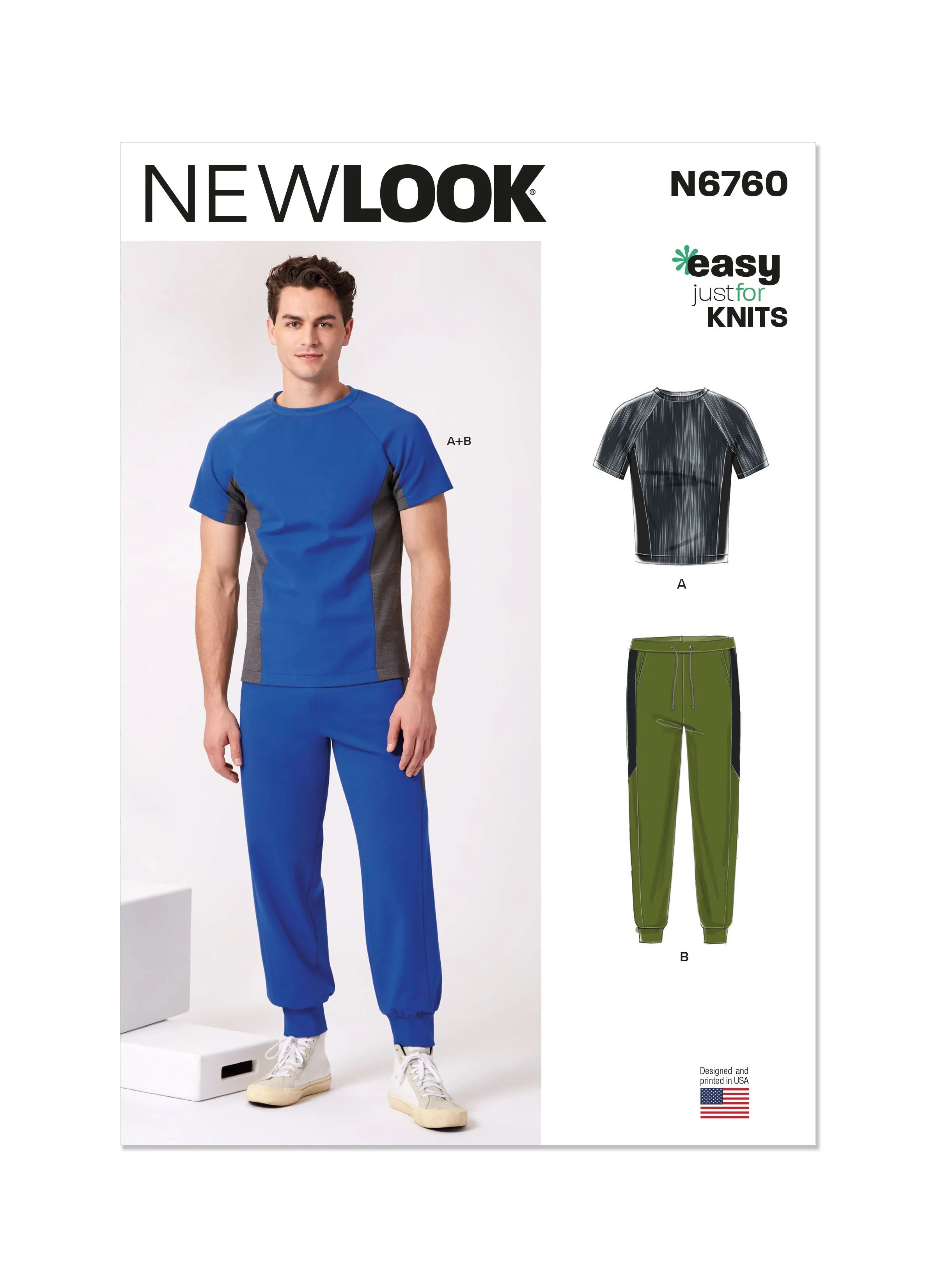 New Look sewing pattern 6760 Men's Knit Top and Pants