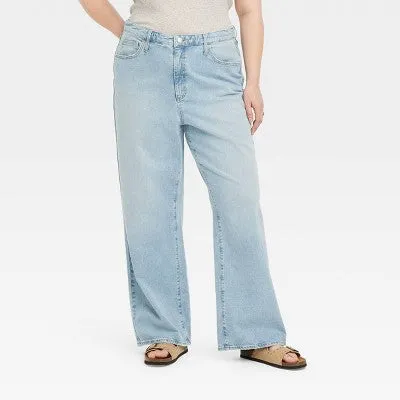 New - Universal Thread Women's High Waisted Wide Leg Cropped High-Rise Jeans, Light Wash