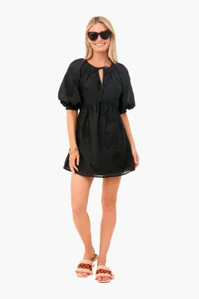 Noir Eyelet Puff Sleeve Dress