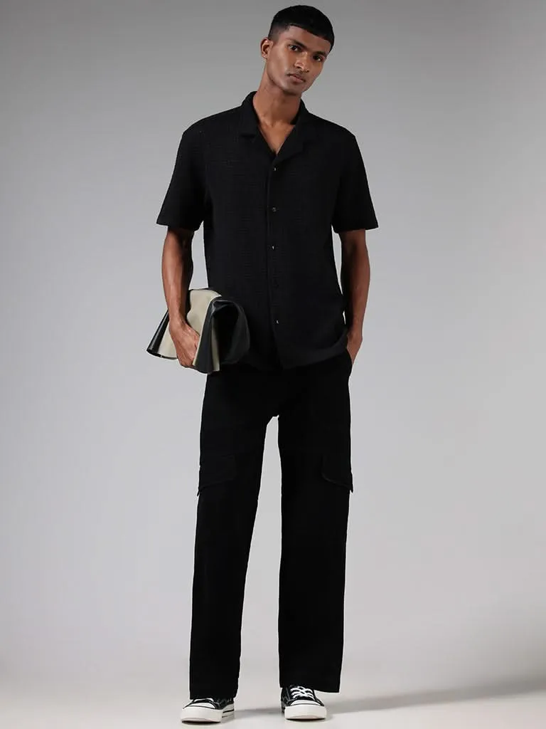 Nuon Black Relaxed-Fit Knitted Shirt