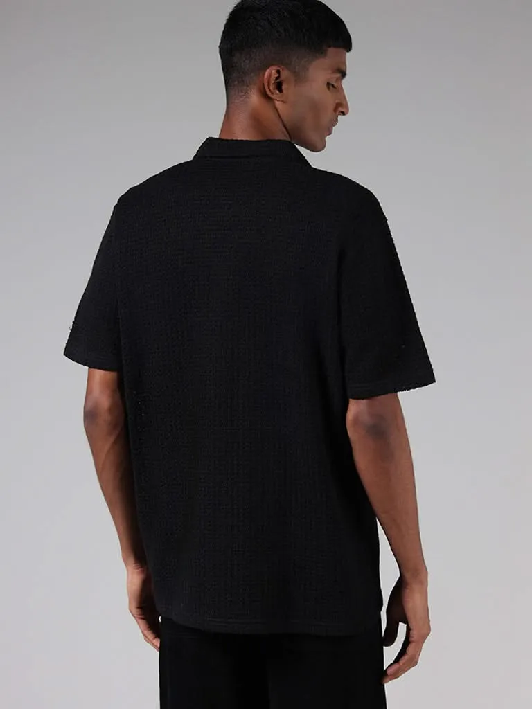 Nuon Black Relaxed-Fit Knitted Shirt