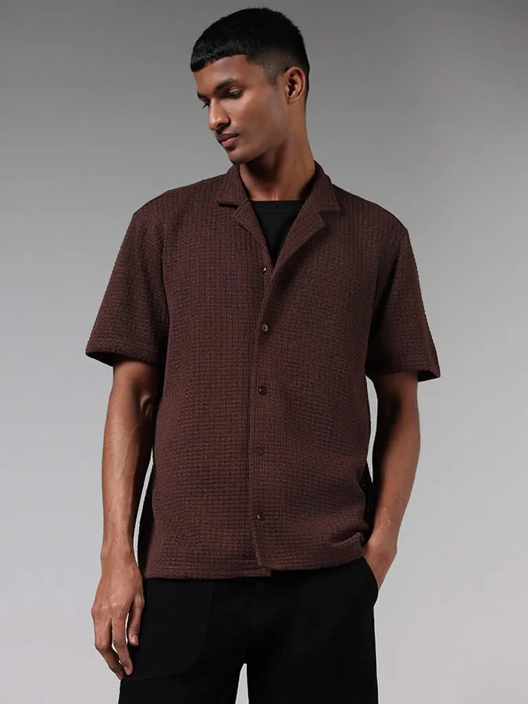 Nuon Brown Relaxed-Fit Knitted Shirt