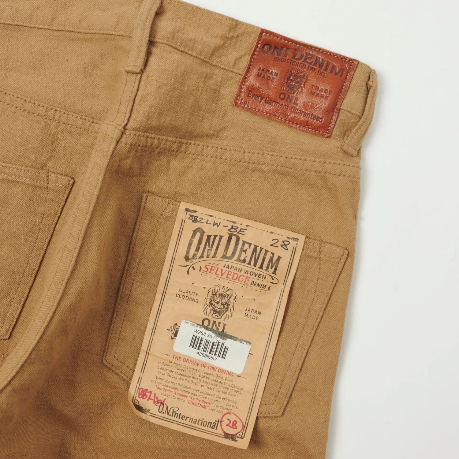 ONI 882LW-BE 12oz Super Slab Messenger Regular Tapered Jean - Beige One Wash