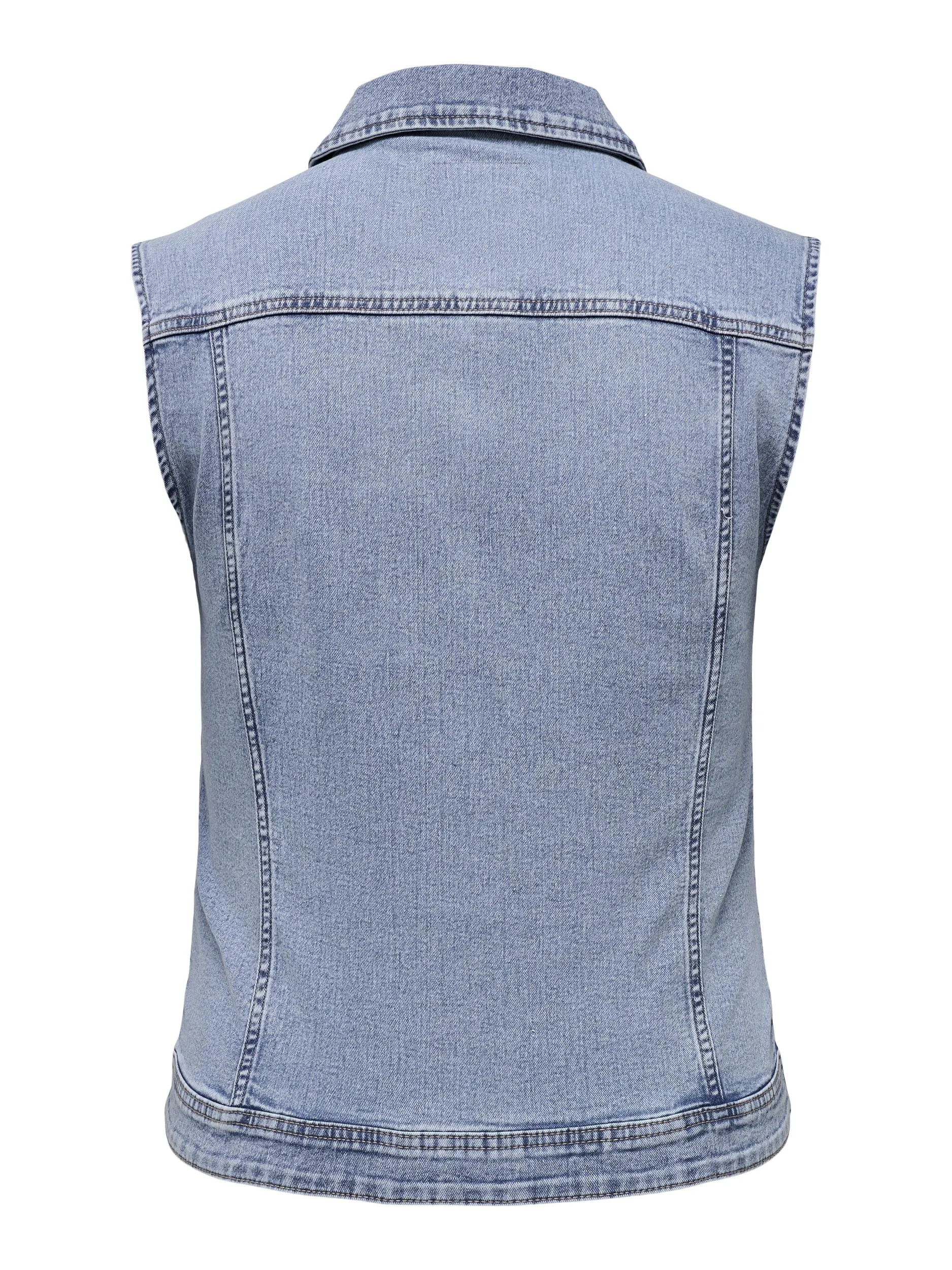 Only Carmakoma Sleeveless Denim Jacket in Pale Blue