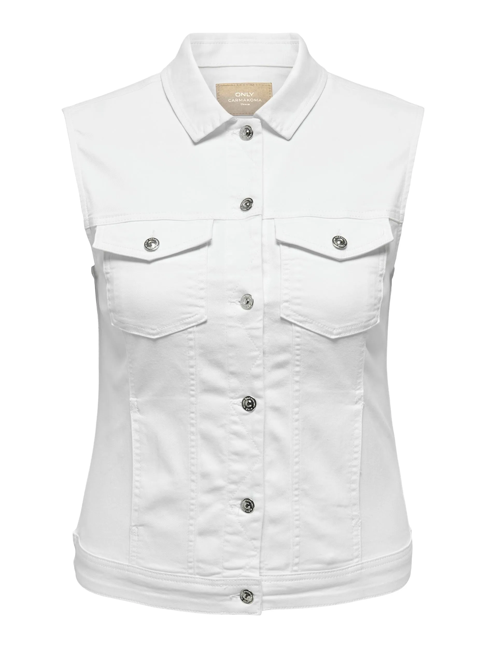 Only Carmakoma Sleeveless Denim Jacket in White