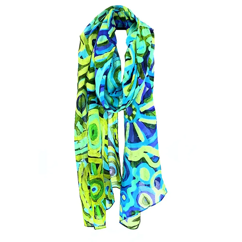 Organic Cotton Summer Scarf - Cedric Varcoe - Blue and Green