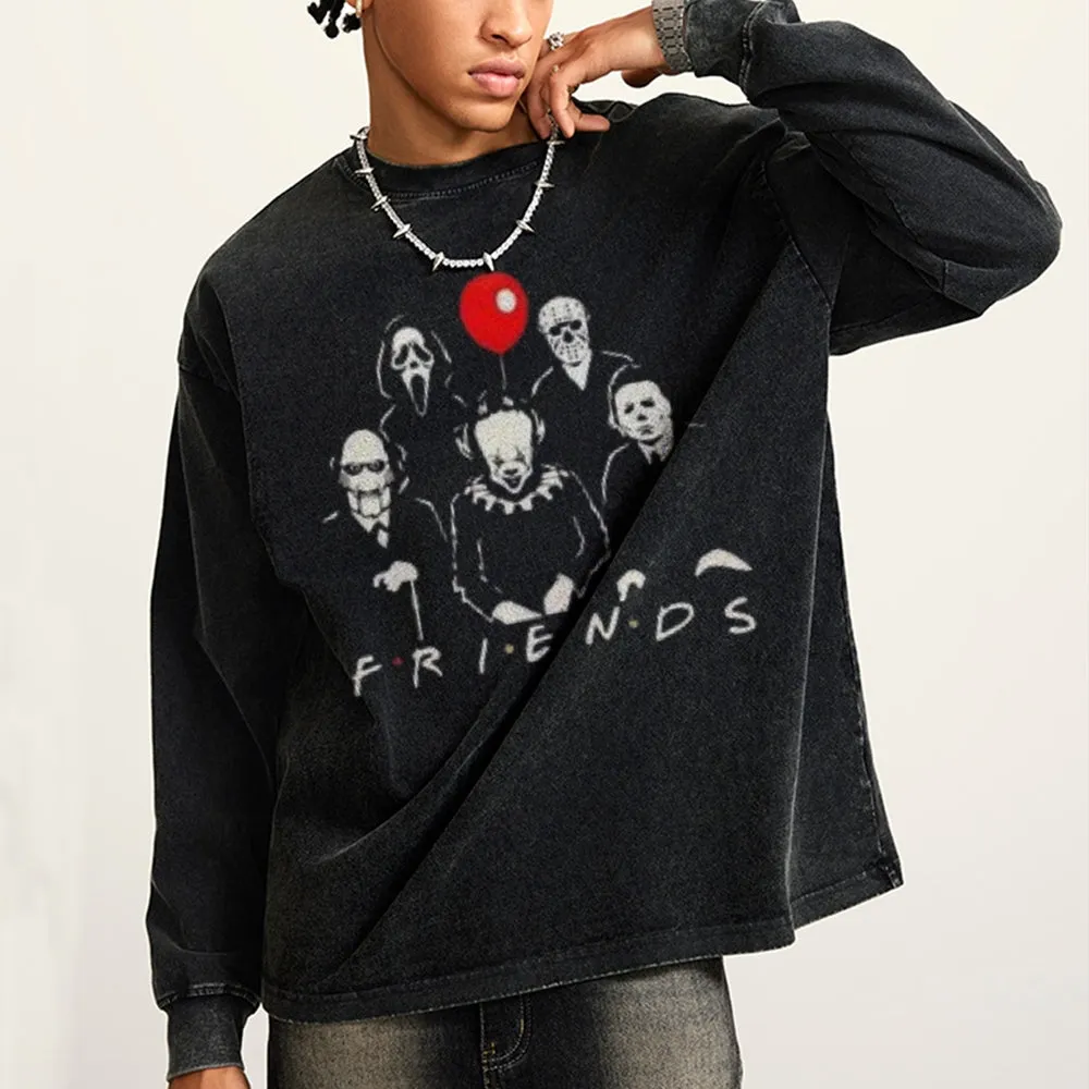 Oversized Vintage Washed Friends Graphic Sweatshirt