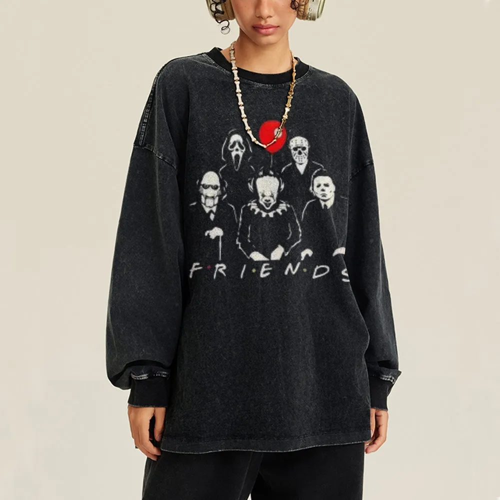 Oversized Vintage Washed Friends Graphic Sweatshirt