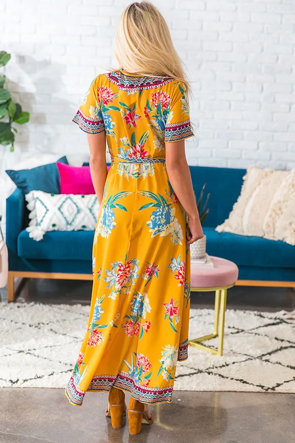 Parisian Floral Wrap Maxi in Marigold