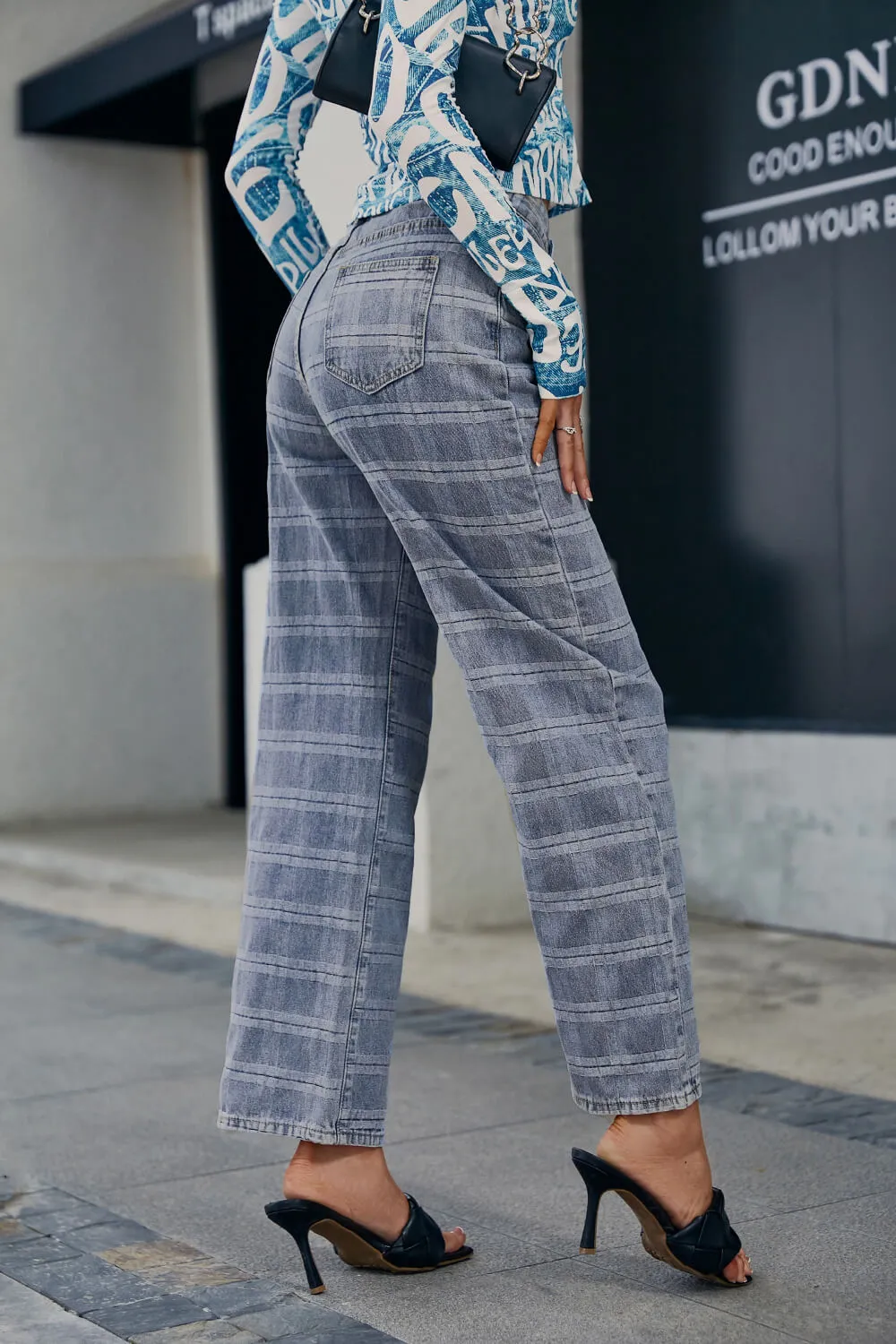 Plaid Wide Leg Jeans