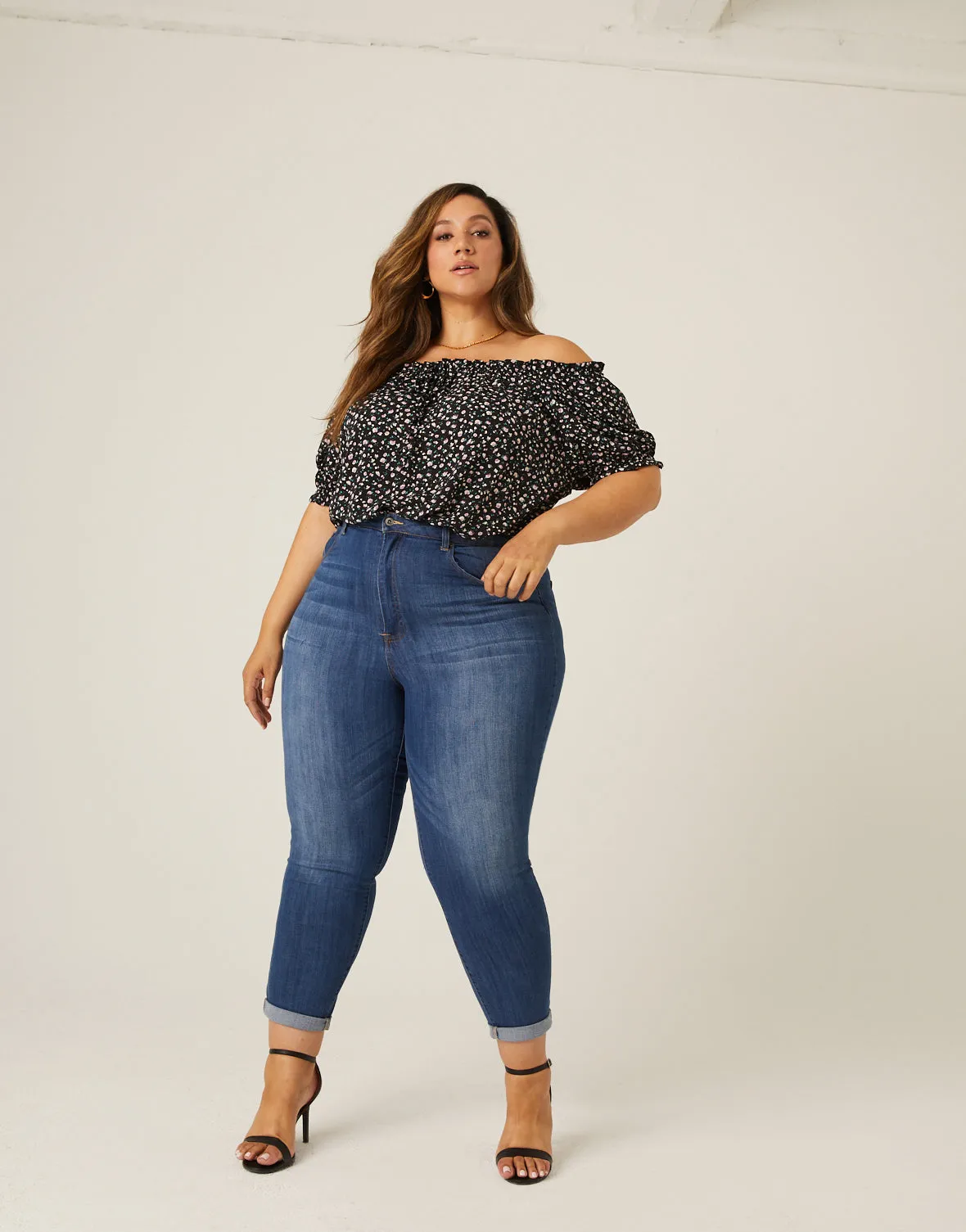 Plus Size Mid Rise Slim Boyfriend Jeans