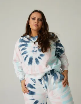 Plus Size Tie Dye Fleece Sweatshirt