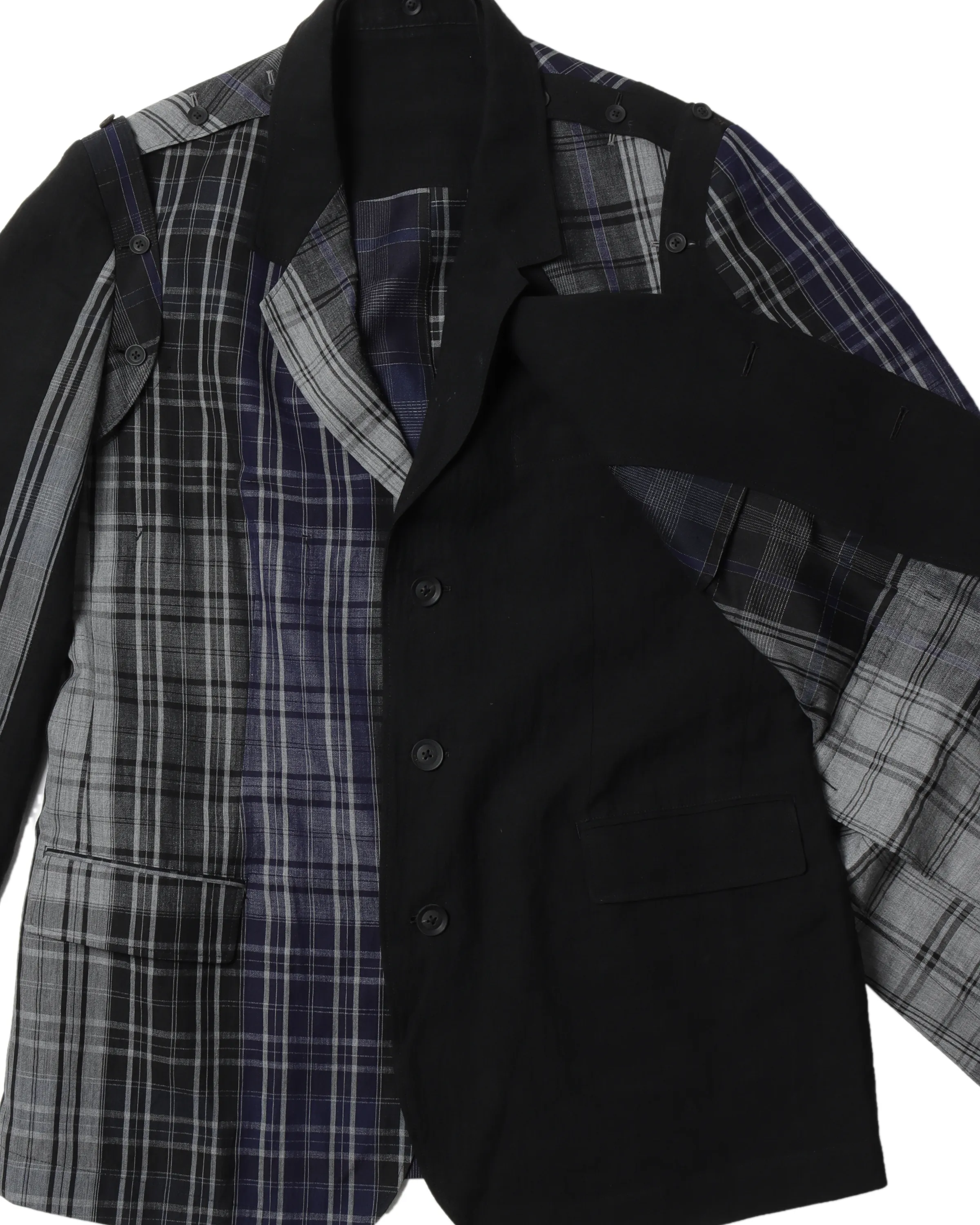 Pour Homme Asymmetric Plaid Blazer