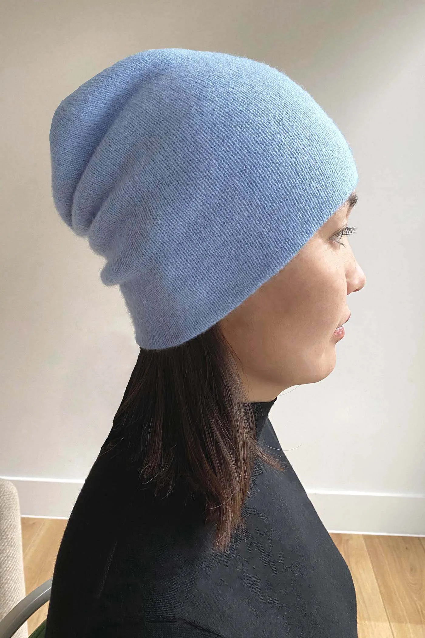 Powder blue Cashmere Beanie Hat for Women