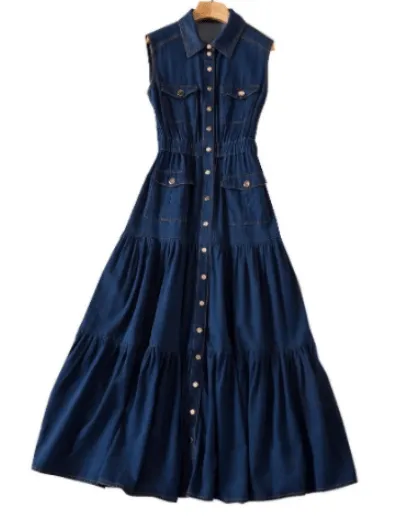 Pre Order:  Denim Midi Dress