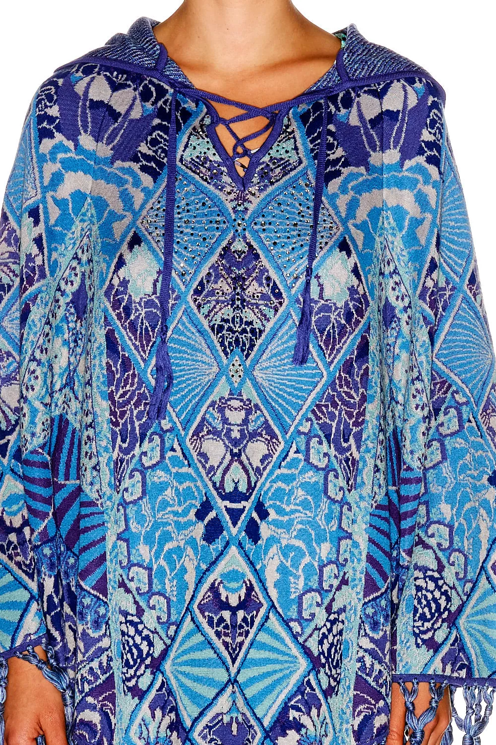 PRINTED PONCHO WITH HOOD THE BLUE MARKET