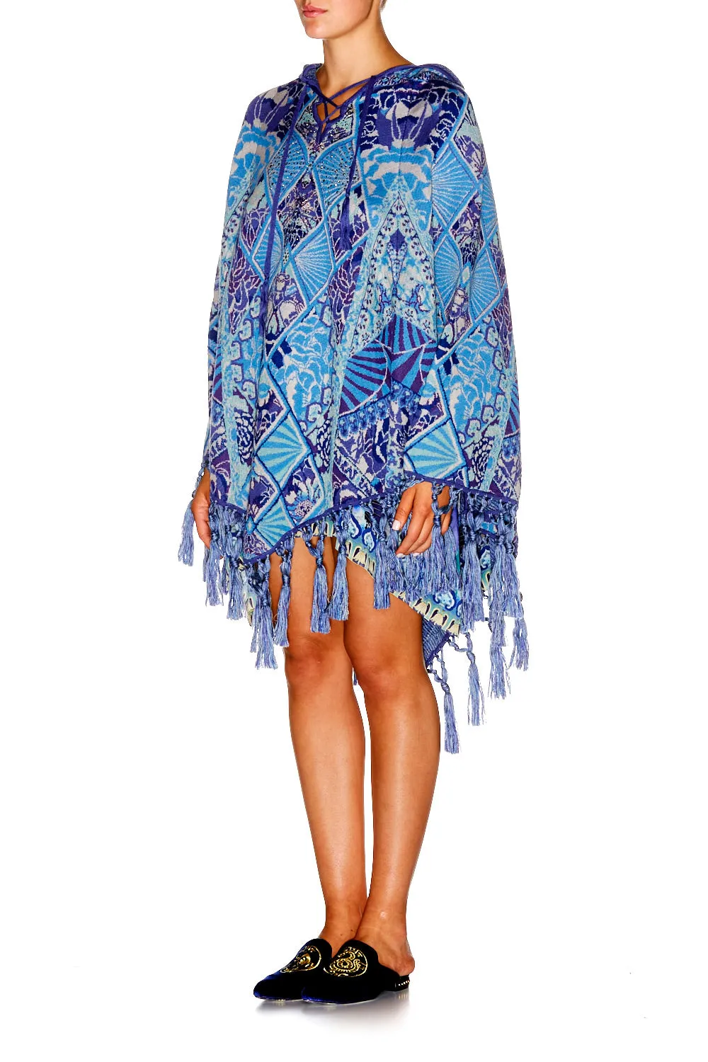 PRINTED PONCHO WITH HOOD THE BLUE MARKET