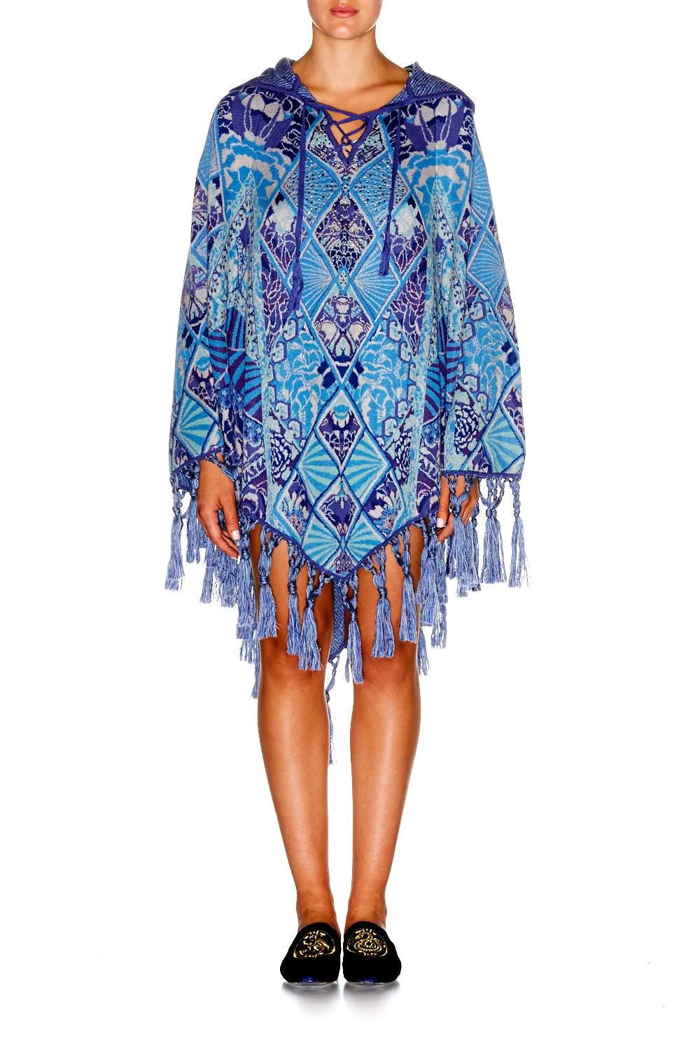 PRINTED PONCHO WITH HOOD THE BLUE MARKET