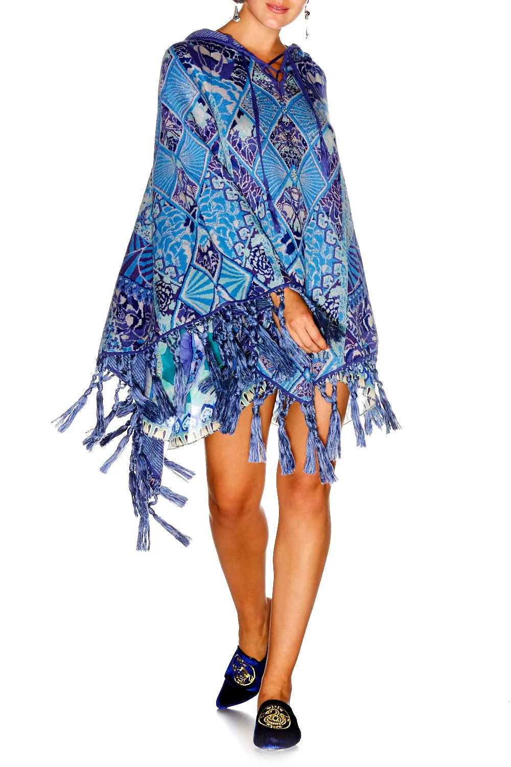 PRINTED PONCHO WITH HOOD THE BLUE MARKET