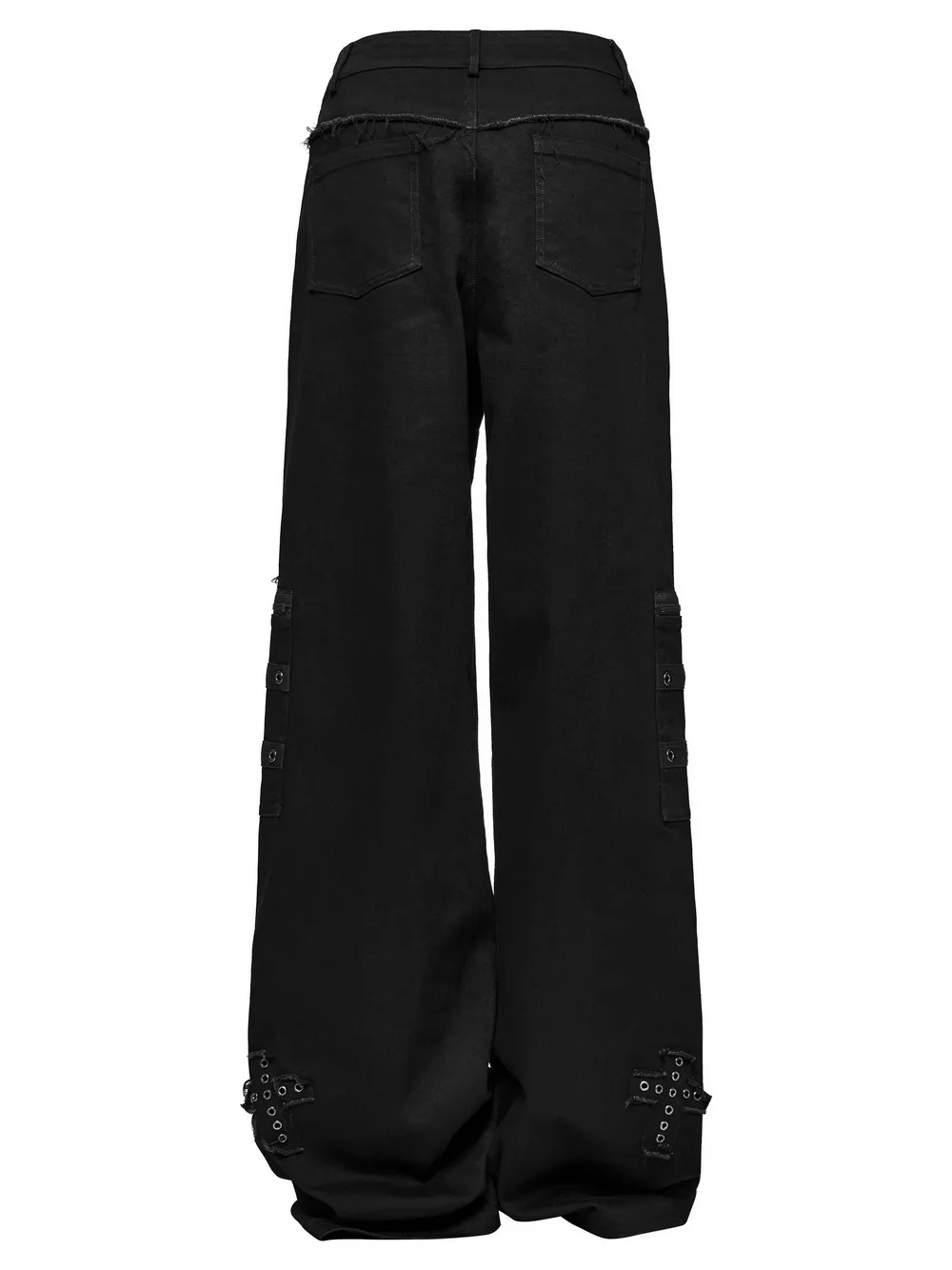 Punk Straight-Leg Denim Pants with Cross Patch Details